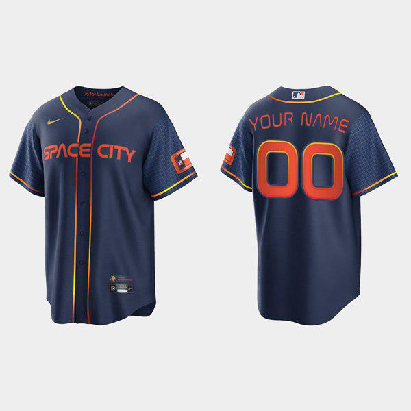 Men's Houston Astros Customized 2022 City Connect Navy Stitched Baseball Jersey